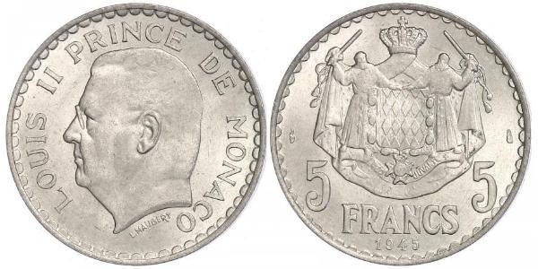 5 Franc Monaco  Louis II Prince of Monaco (1870-1949)