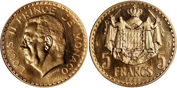 5 Franc Mónaco  Luis II de Mónaco (1870-1949)