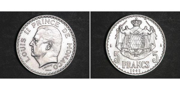 5 Franc Principato di Monaco  Luigi II di Monaco (1870-1949)