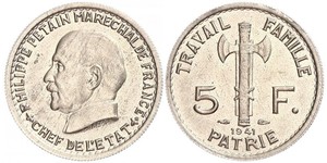 5 Franc Vichy France (1940-1944)  Philippe Pétain