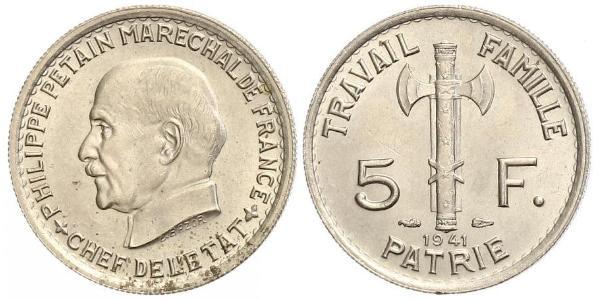 5 Franc Vichy France (1940-1944)  Philippe Pétain