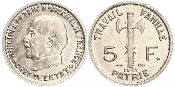 5 Franc Vichy France (1940-1944)  Philippe Pétain