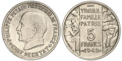 5 Franc 維希法國 (1940 - 1944)  菲利普·贝当