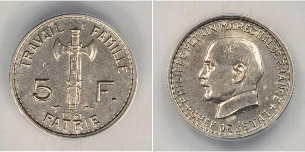 5 Franc 維希法國 (1940 - 1944)  菲利普·贝当