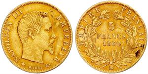 5 Franc 法蘭西第二帝國 (1852 - 1870) 金 拿破仑三世
