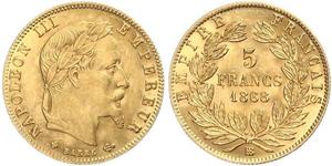 5 Franc 法蘭西第二帝國 (1852 - 1870) 金 拿破仑三世