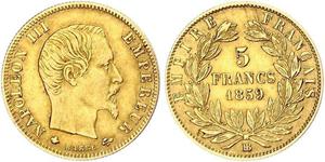 5 Franc 法蘭西第二帝國 (1852 - 1870) 金 拿破仑三世