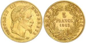 5 Franc 法蘭西第二帝國 (1852 - 1870) 金 拿破仑三世