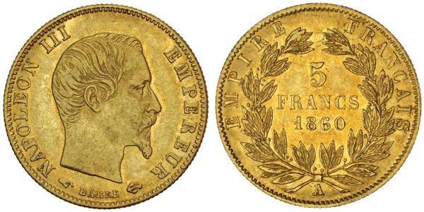 5 Franc 法蘭西第二帝國 (1852 - 1870) 金 拿破仑三世