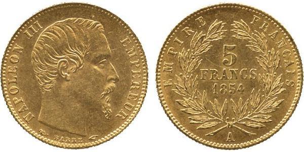 5 Franc 法蘭西第二帝國 (1852 - 1870) 金 拿破仑三世