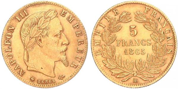 5 Franc 法蘭西第二帝國 (1852 - 1870) 金 拿破仑三世