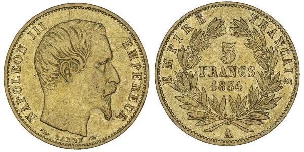 5 Franc 法蘭西第二帝國 (1852 - 1870) 金 拿破仑三世