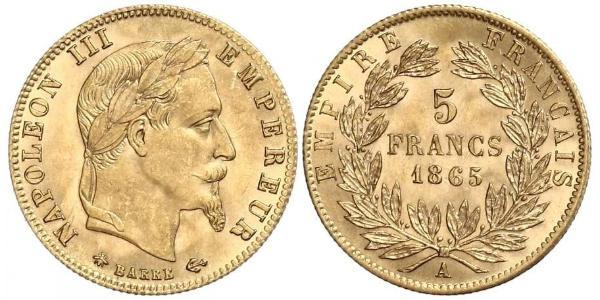 5 Franc 法蘭西第二帝國 (1852 - 1870) 金 拿破仑三世