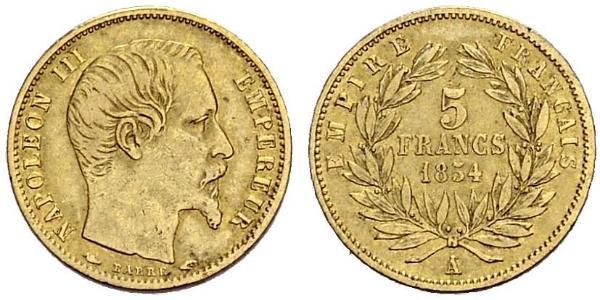 5 Franc 法蘭西第二帝國 (1852 - 1870) 金 拿破仑三世