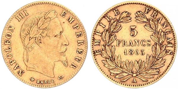 5 Franc 法蘭西第二帝國 (1852 - 1870) 金 拿破仑三世