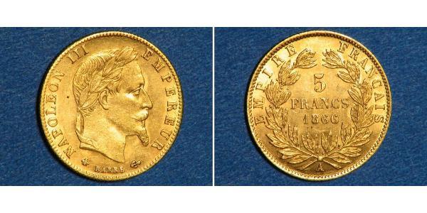 5 Franc 法蘭西第二帝國 (1852 - 1870) 金 拿破仑三世
