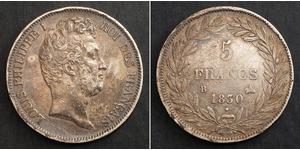 5 Franc 七月王朝 (1830 - 1848) 銀 路易-菲利普一世 (1773 -1850)
