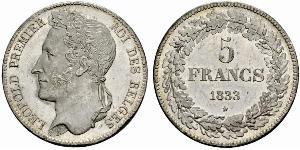 5 Franc 比利时 銀 利奥波德一世 (比利时) (1790 - 1865)