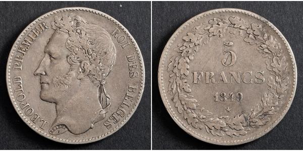 5 Franc 比利时 銀 利奥波德一世 (比利时) (1790 - 1865)