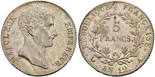 5 Franc 法兰西第一帝国 (1804 - 1814) 銀 拿破仑一世(1769 - 1821)