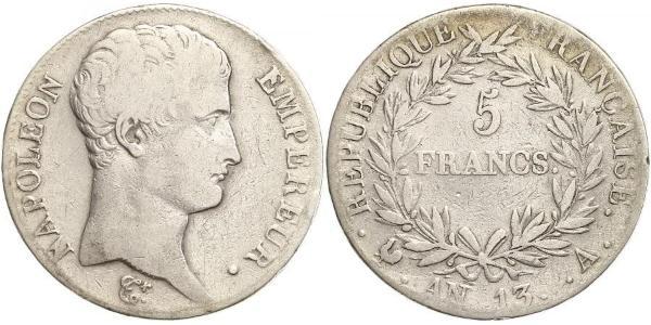 5 Franc 法兰西第一帝国 (1804 - 1814) 銀 拿破仑一世(1769 - 1821)