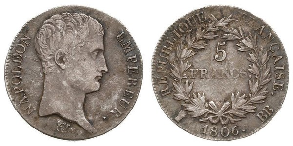 5 Franc 法兰西第一帝国 (1804 - 1814) 銀 拿破仑一世(1769 - 1821)
