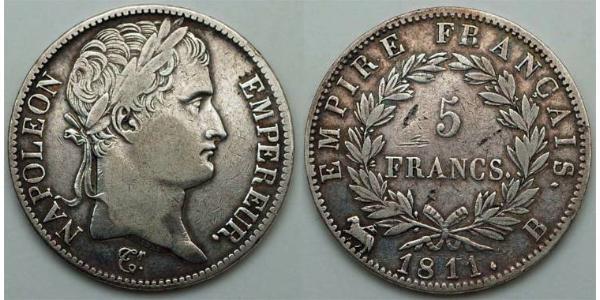 5 Franc 法兰西第一帝国 (1804 - 1814) 銀 拿破仑一世(1769 - 1821)