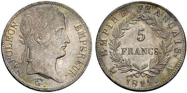 5 Franc 法兰西第一帝国 (1804 - 1814) 銀 拿破仑一世(1769 - 1821)