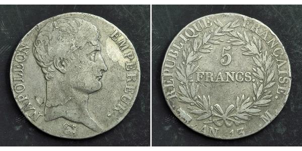 5 Franc 法兰西第一帝国 (1804 - 1814) 銀 拿破仑一世(1769 - 1821)