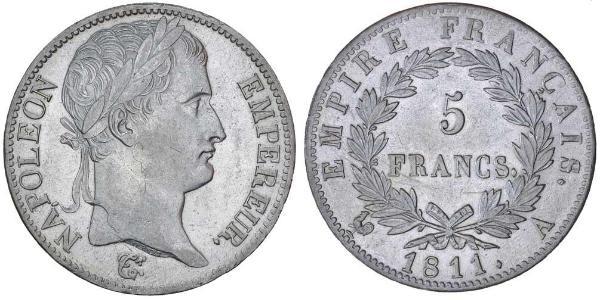 5 Franc 法兰西第一帝国 (1804 - 1814) 銀 拿破仑一世(1769 - 1821)