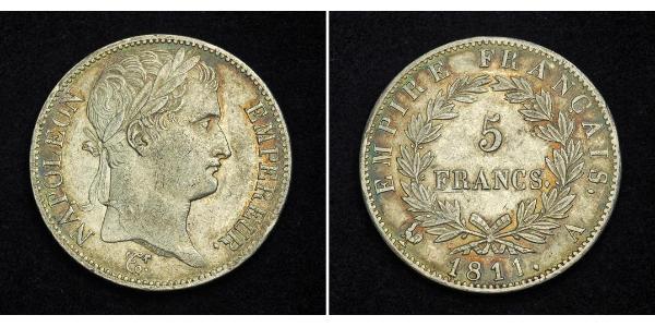 5 Franc 法兰西第一帝国 (1804 - 1814) 銀 拿破仑一世(1769 - 1821)