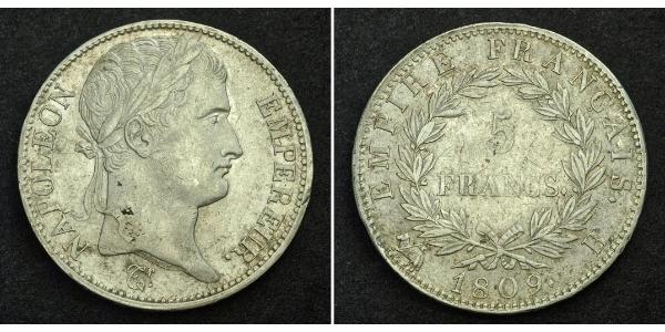 5 Franc 法兰西第一帝国 (1804 - 1814) 銀 拿破仑一世(1769 - 1821)