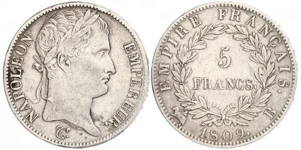 5 Franc 法兰西第一帝国 (1804 - 1814) 銀 拿破仑一世(1769 - 1821)