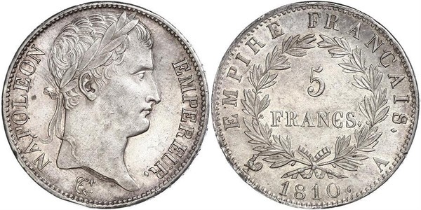 5 Franc 法兰西第一帝国 (1804 - 1814) 銀 拿破仑一世(1769 - 1821)