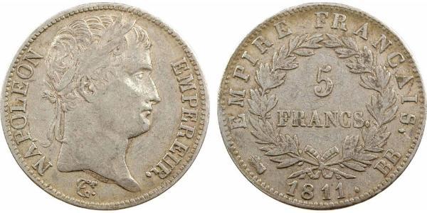 5 Franc 法兰西第一帝国 (1804 - 1814) 銀 拿破仑一世(1769 - 1821)