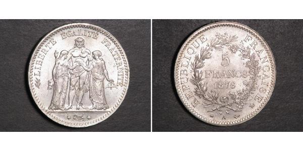 5 Franc 法兰西第三共和国 (1870 - 1940) 銀 