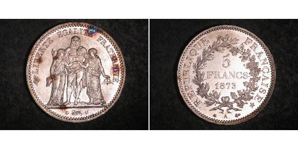 5 Franc 法兰西第三共和国 (1870 - 1940) 銀 
