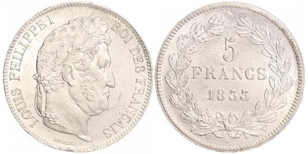 5 Franc 法国 / 七月王朝 (1830 - 1848) 銀 路易-菲利普一世 (1773 -1850)