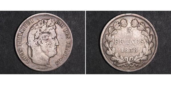 5 Franc 法国 / 七月王朝 (1830 - 1848) 銀 路易-菲利普一世 (1773 -1850)