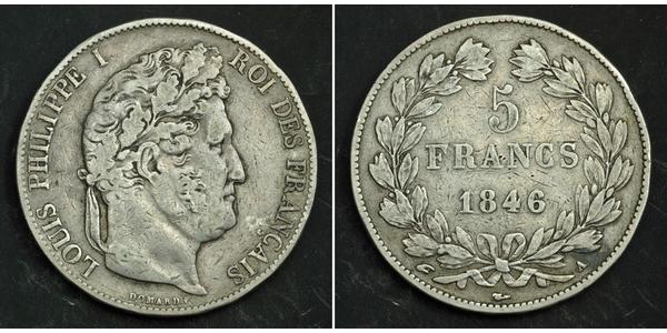 5 Franc 法国 / 七月王朝 (1830 - 1848) 銀 路易-菲利普一世 (1773 -1850)
