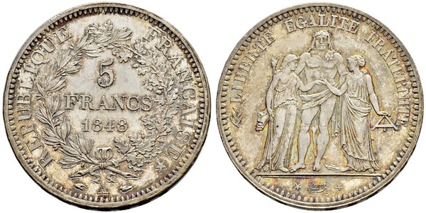 5 Franc 法蘭西第二共和國 (1848 - 1852) 銀 