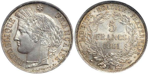 5 Franc 法蘭西第二共和國 (1848 - 1852) 銀 