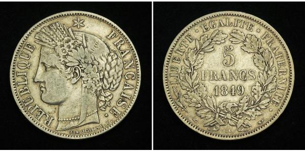 5 Franc 法蘭西第二共和國 (1848 - 1852) 銀 
