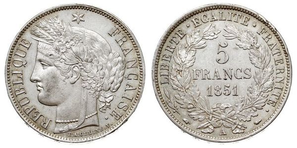 5 Franc 法蘭西第二共和國 (1848 - 1852) 銀 