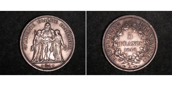 5 Franc 法蘭西第二共和國 (1848 - 1852) 銀 