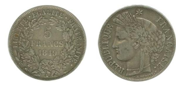 5 Franc 法蘭西第二共和國 (1848 - 1852) 銀 