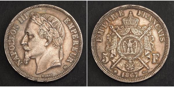 5 Franc 法蘭西第二帝國 (1852 - 1870) 銀 拿破仑三世