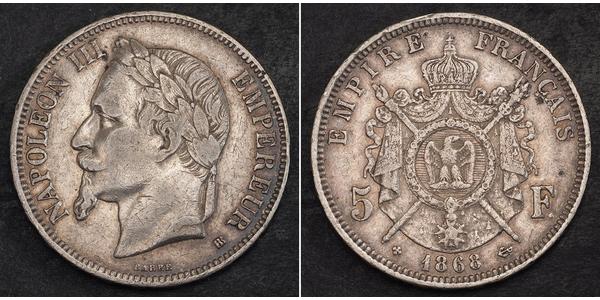 5 Franc 法蘭西第二帝國 (1852 - 1870) 銀 拿破仑三世
