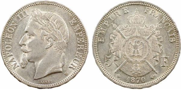 5 Franc 法蘭西第二帝國 (1852 - 1870) 銀 拿破仑三世