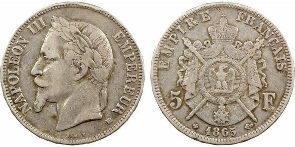 5 Franc 法蘭西第二帝國 (1852 - 1870) 銀 拿破仑三世
